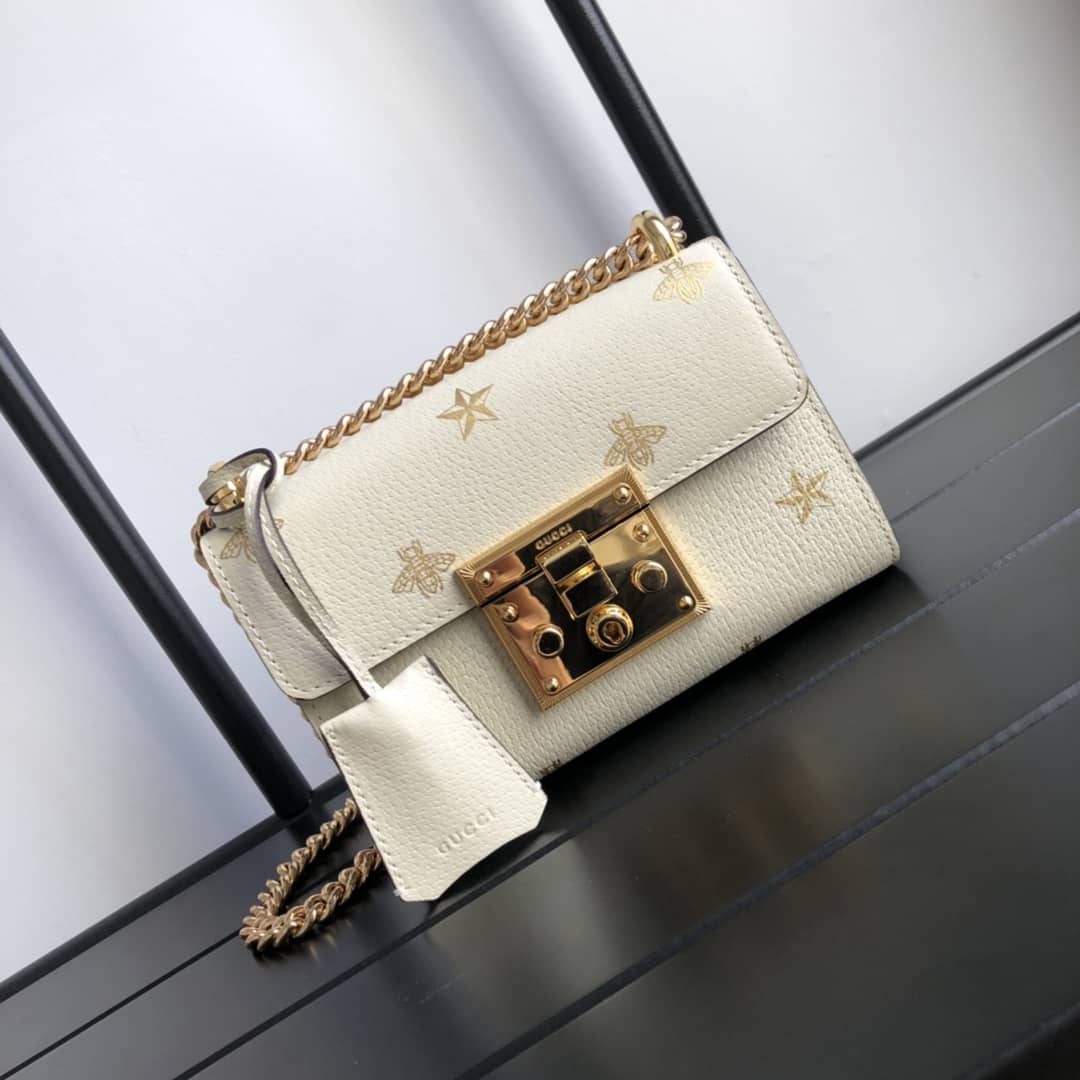 Gucci Padlock Bee Star Small Shoulder Bag Replica White 432182