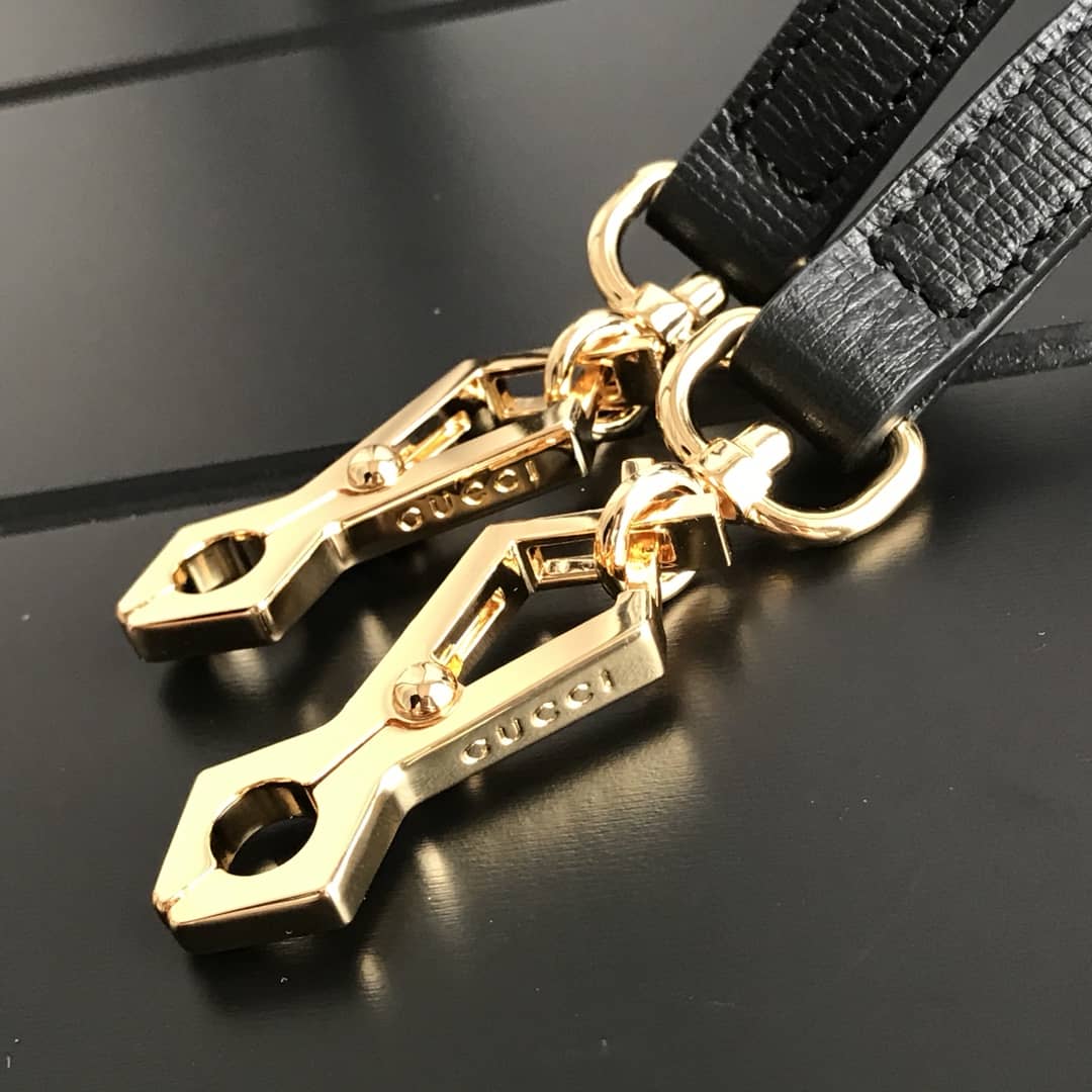 Gucci Sylvie Small Leather Shoulder Bag Replica Black 524405