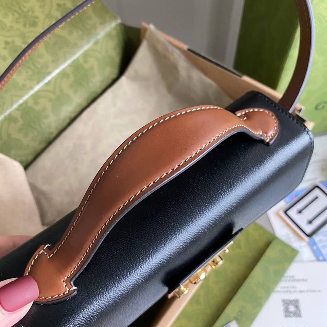 Gucci GG Supreme Canvas Padlock Mini Shoulder Bag Replica Black 652683