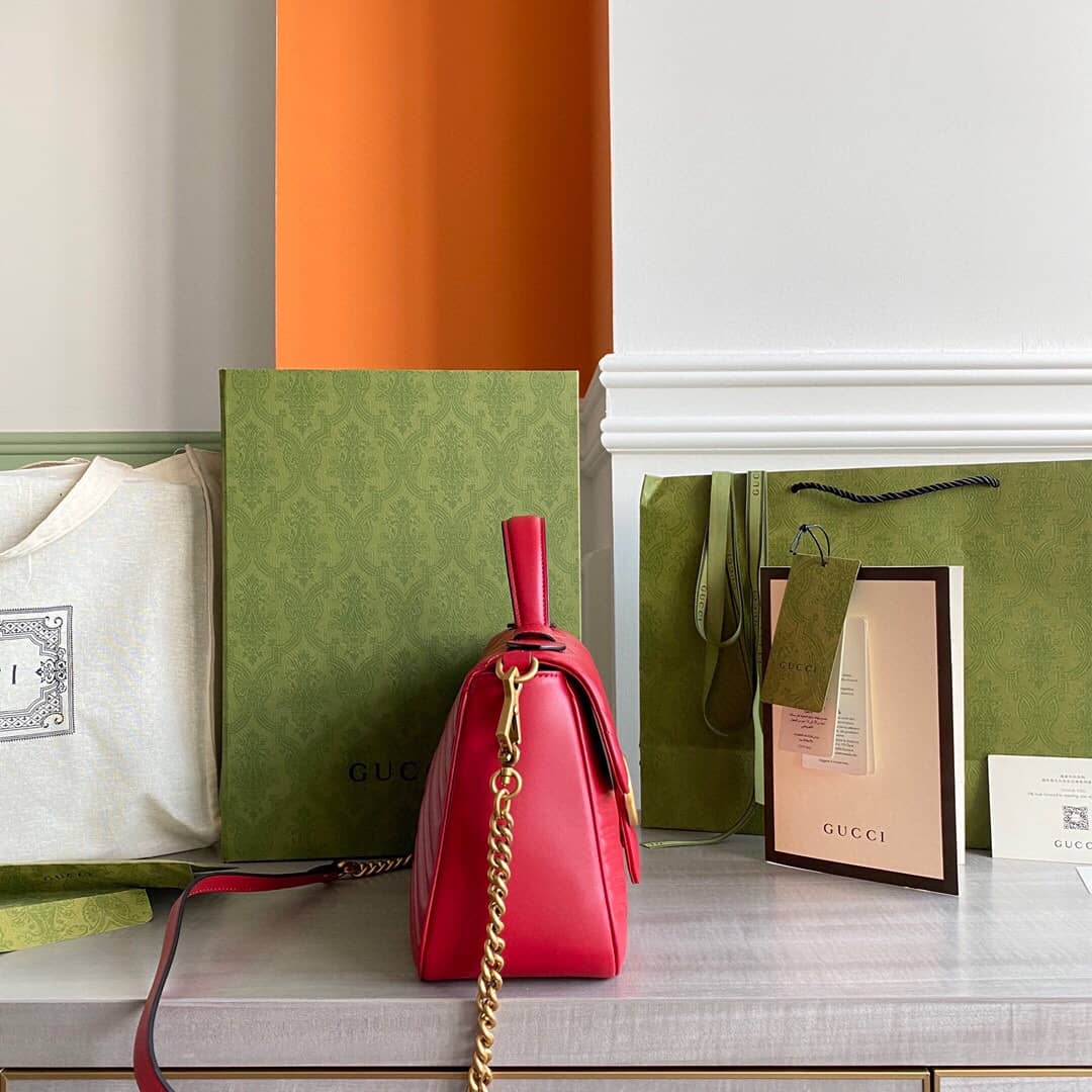 Gucci Marmont Dupe Mini GG Marmont Replica Bag Red 498100