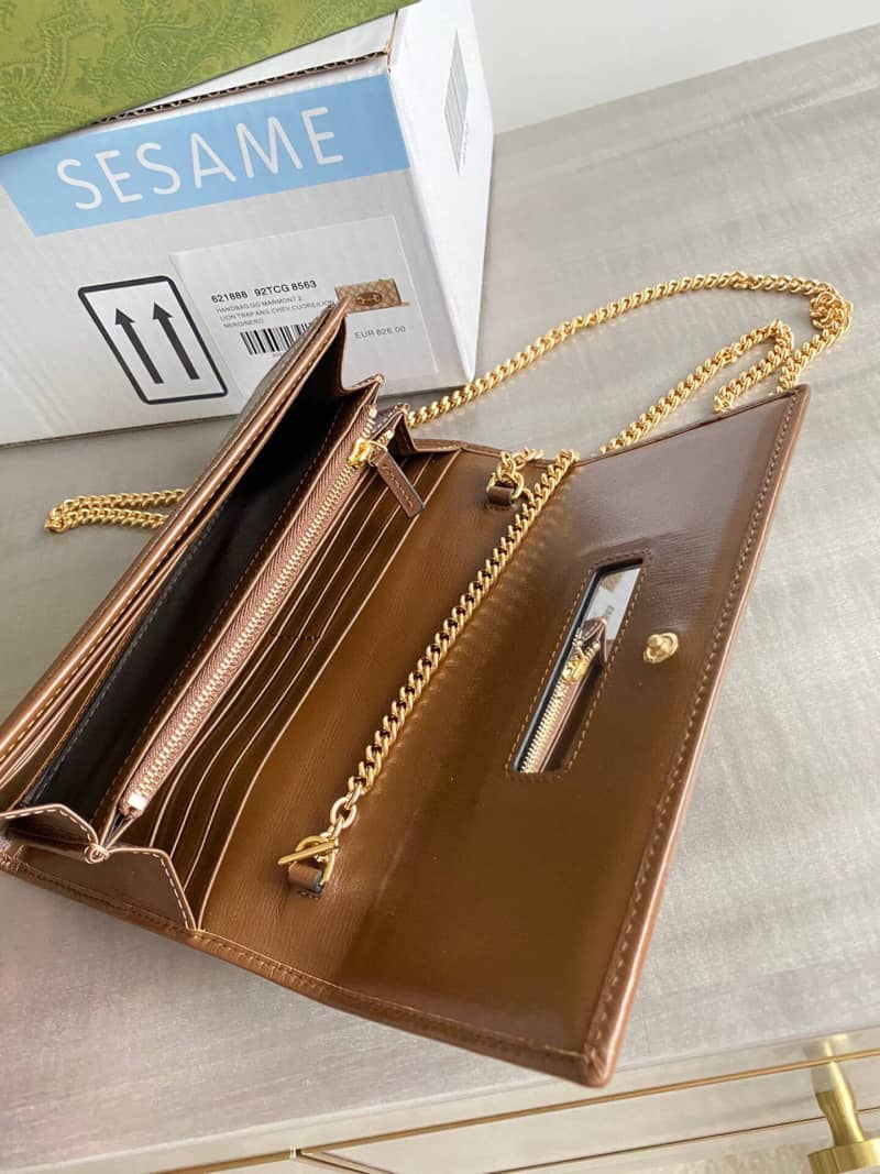 Gucci Horsebit Bag Dupe 1955 Zip Around Wallet With Chain Replica 621888