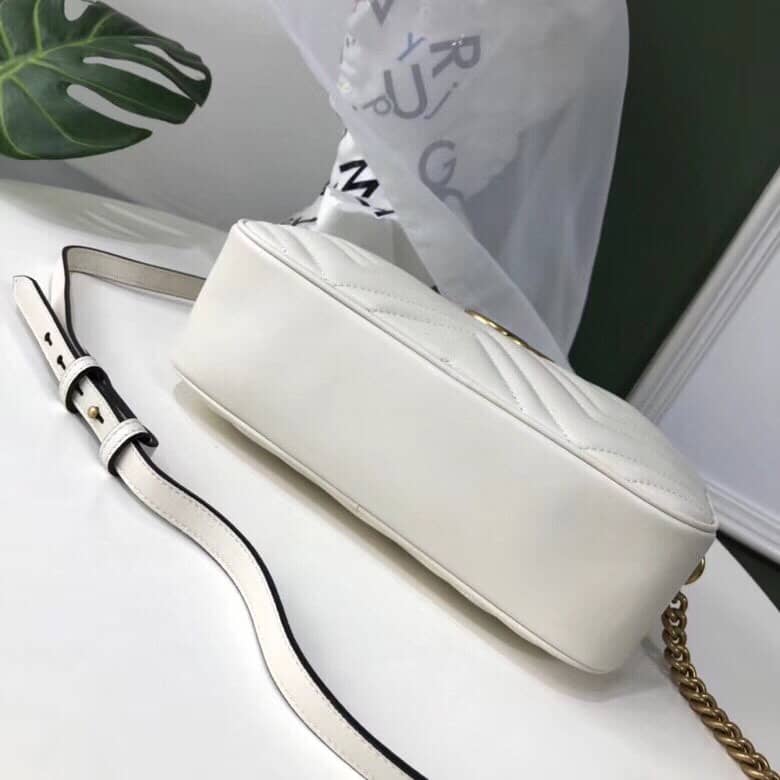 Gucci Handbag Dupes GG Marmont Small Shoulder Handbag Camera Bag Replica White 447632