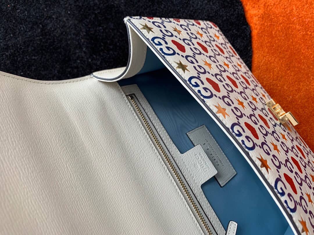 Gucci Bag Dupes Small Leather Shoulder Bag Replica White Blue 524405