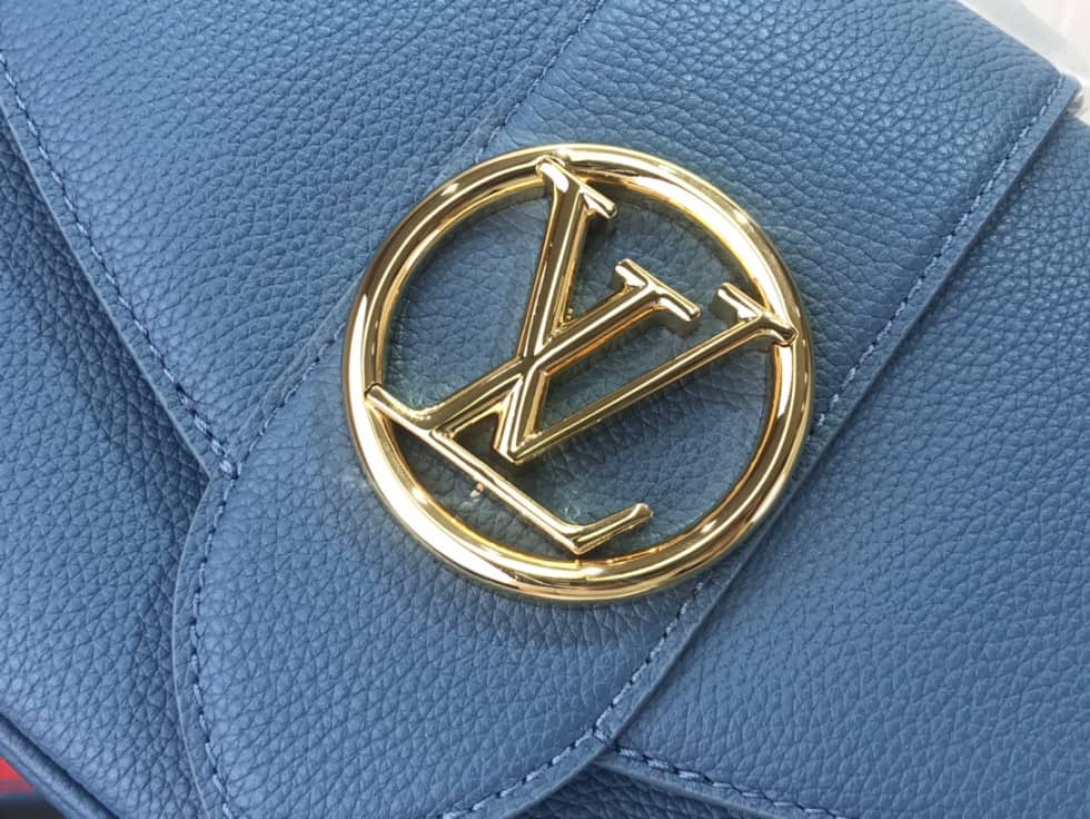 Louis Vuitton Pont 9 Soft MM Grained Calfskin Blue M58967 Replica Crossbody Bag