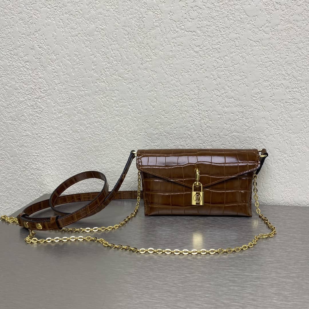 Louis Vuitton 7 Star Chain Clutch Bag Brown