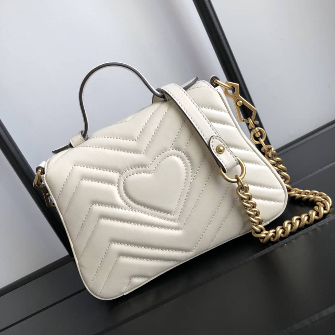 Gucci GG Marmont Mini Leather Top Handle Bag Replica White 547260