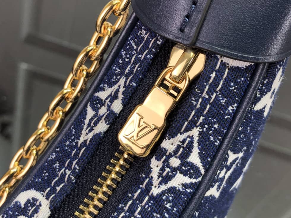 Louis Vuitton Loop Monogram Denim Ecru Blue M81094 Replica Hobo