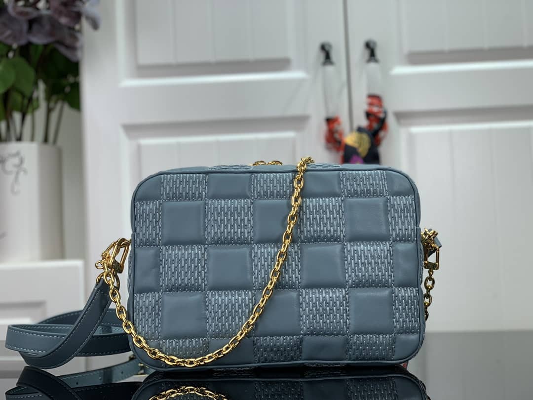 Louis Vuitton Damier Quilt Lambskin Troca MM H27 Replica Bag Blue M59114