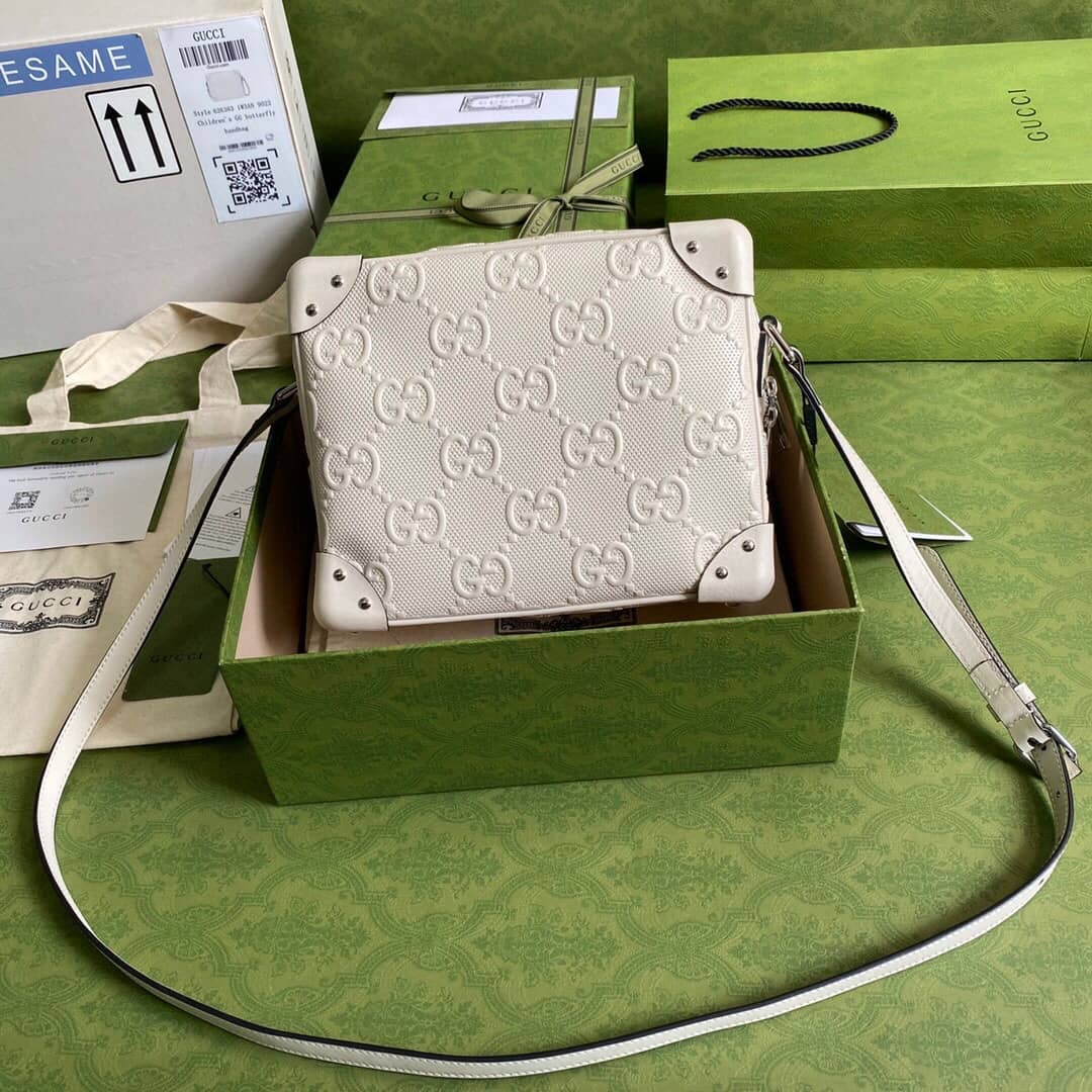 Gucci GG Supreme Leather Shoulder Bag Replica White 626363