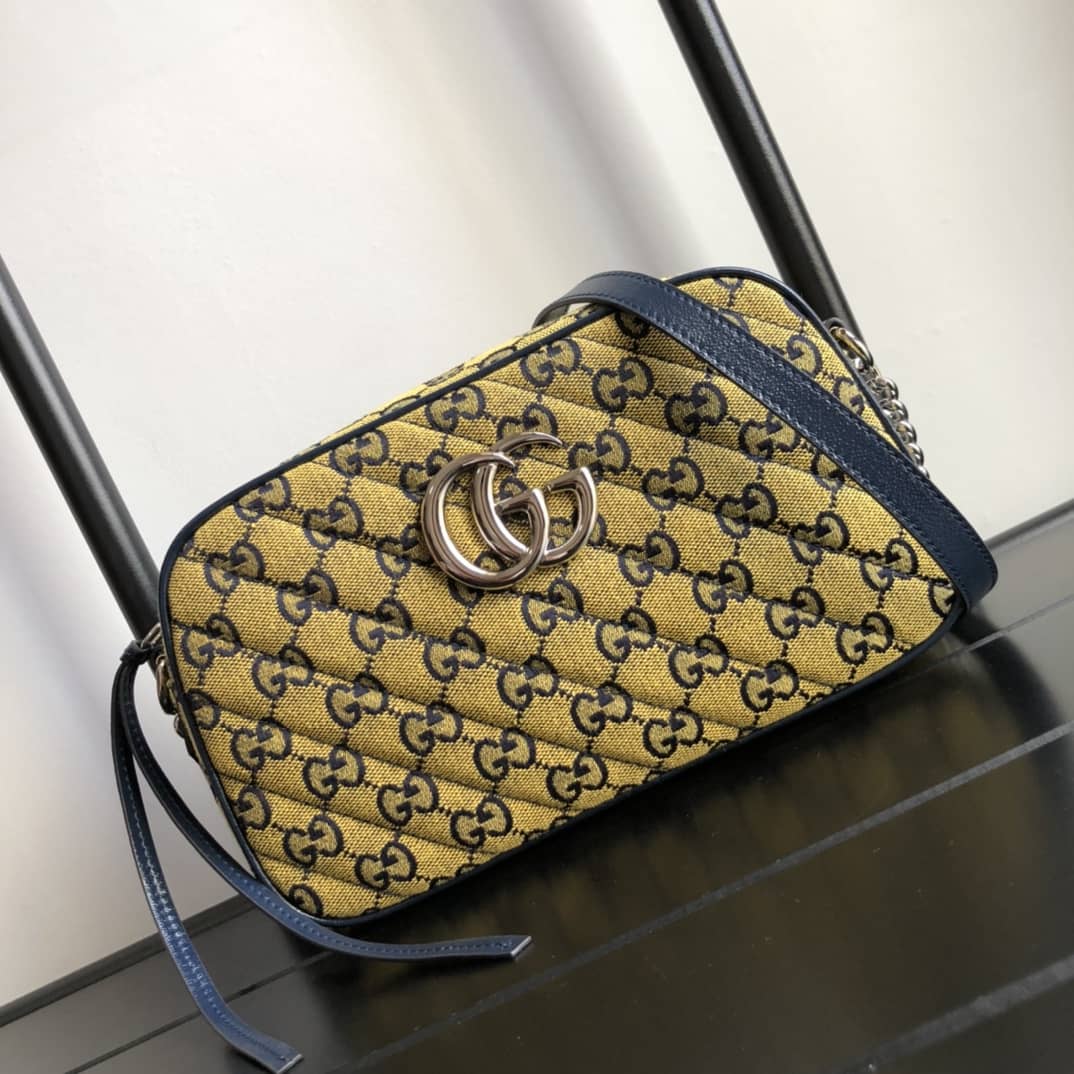 Gucci Handbag Dupes Marmont Small Shoulder Handbag Camera Bag Replica Yellow 447632