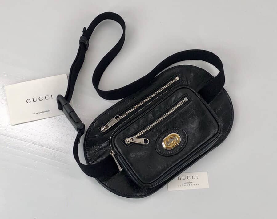 Gucci Soft Leather Belt Bag Replica Black 575857