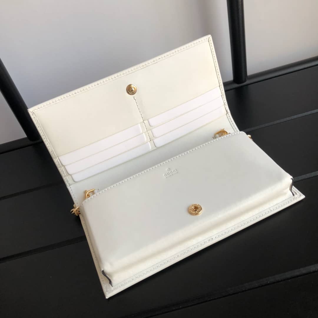 Gucci GG Supreme Horsebit 1955 Chain Wallet Replica White 621892