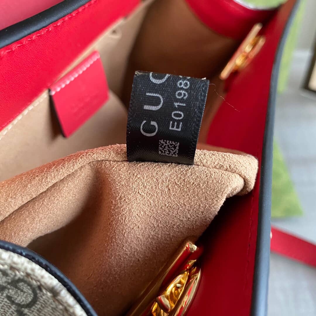 Gucci Padlock Small GG Supreme Canvas Shoulder Bag Replica Red 498156