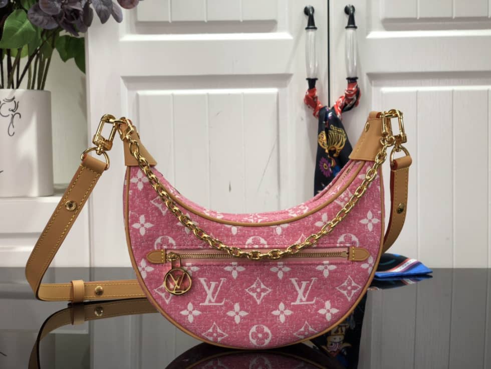 Louis Vuitton Denim Loop Bag Pink M81166 Replica Hobo