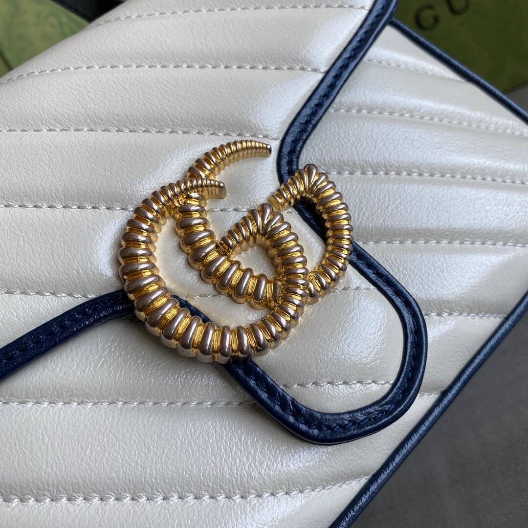 Gucci GG Marmont Mini Top Handle Bag Replica White Blue 583571