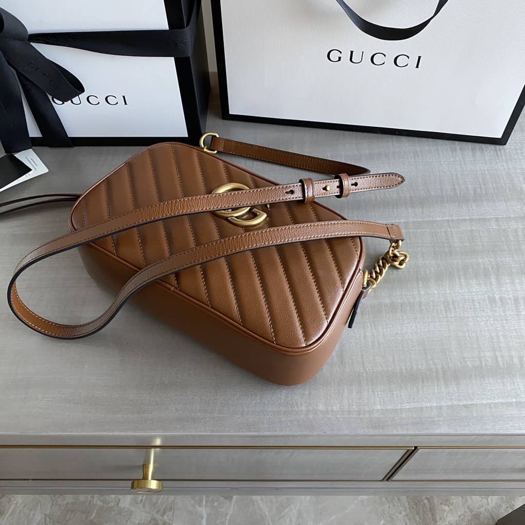 Gucci GG Marmont Small Shoulder Handbag Camera Bag Replica Brown 447632