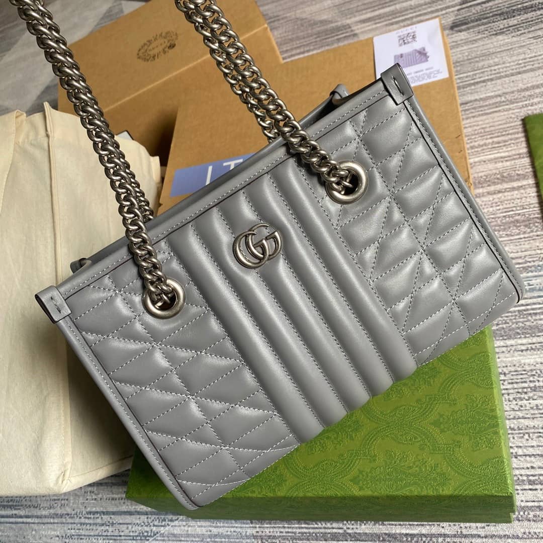 Gucci GG Marmont Small Tote Bag Replica Gray 681483