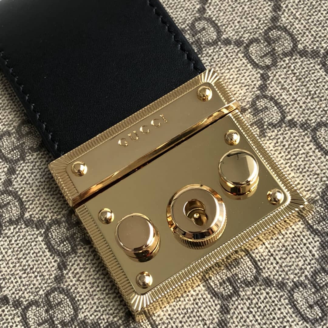 Gucci Padlock Medium GG Supreme Shoulder Bag Replica Brown Black 479197