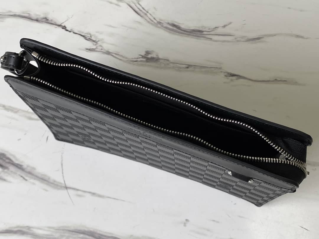 Louis Vuitton Leather Standing Damier Infini 3D Cowhide Pouch Replica Black N60450