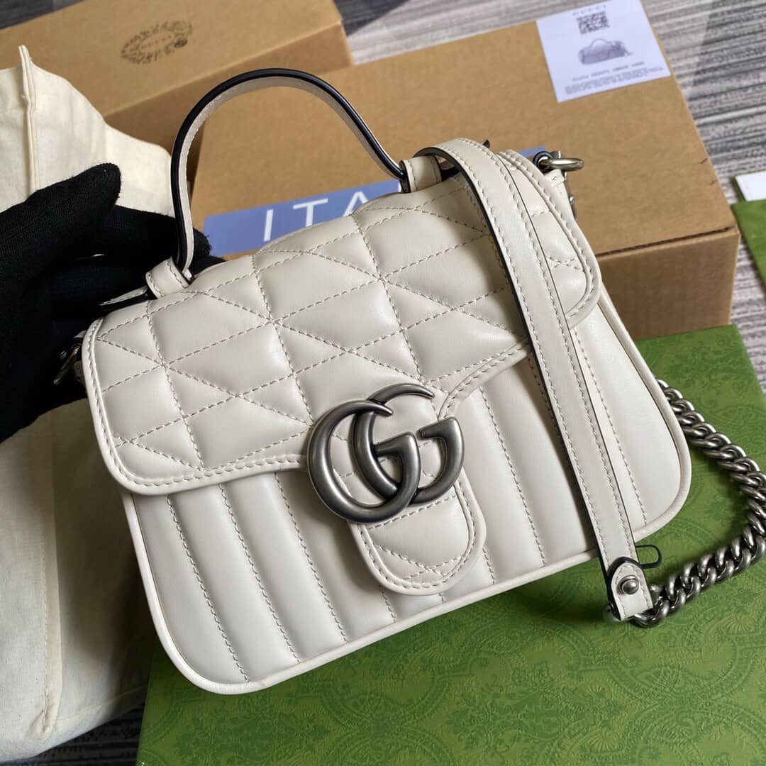 Gucci GG Marmont Mini Top Handle Bag Replica White 583571