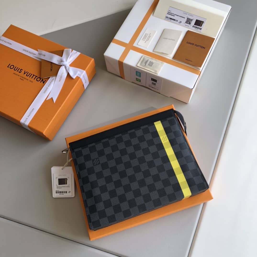 Louis Vuitton Stripe Replica Pochette Voyage MM Damier Graphite Yellow N60107