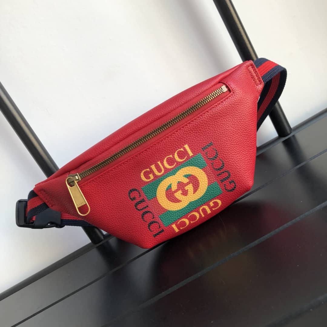 Gucci Print Small Waist Body Belt Bag Replica Red 527792