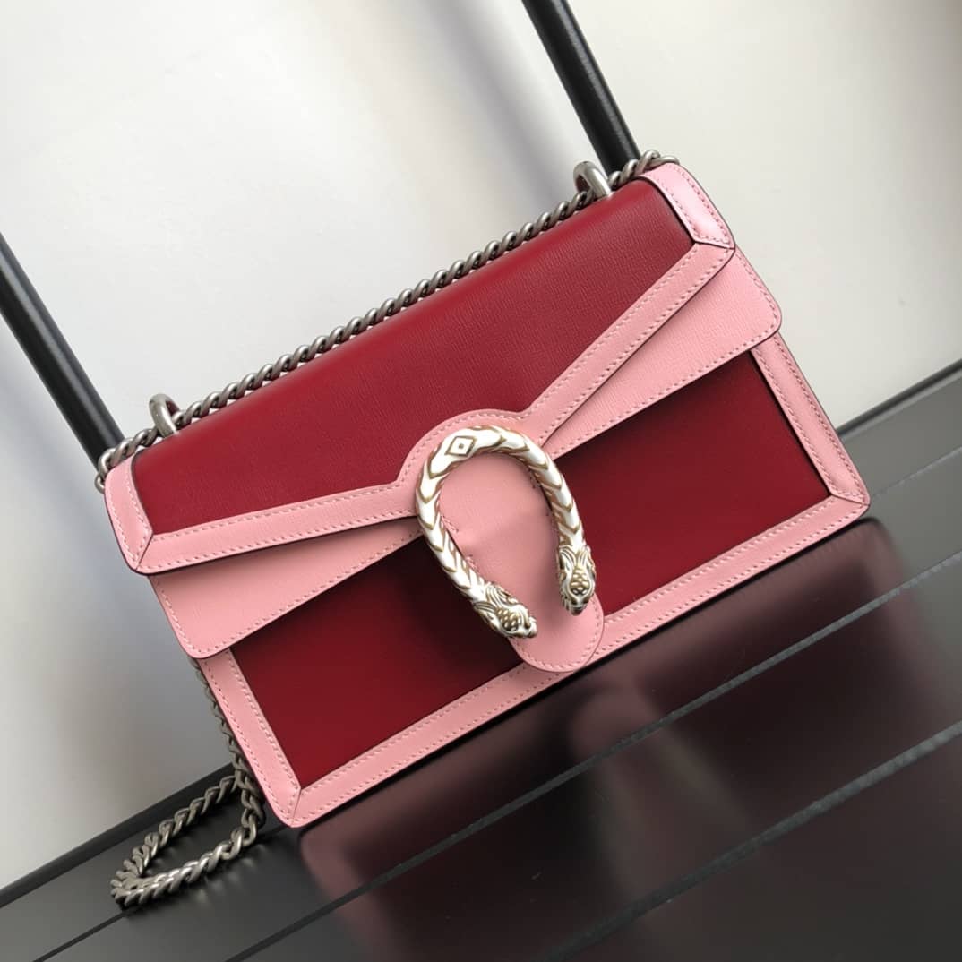 Gucci Dionysus Dupe GG Supreme Dionysus Chain Shoulder Bag Replica Red 400249