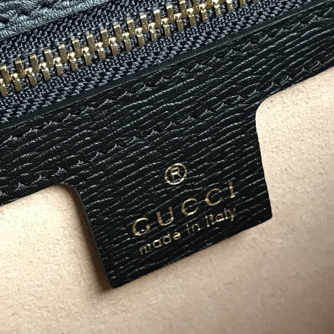 Gucci Sylvie Small Leather Shoulder Bag Replica Black 524405