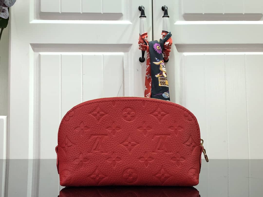 Louis Vuitton Pochette Dupe Monogram Cosmetic Pouch  Red M47515
