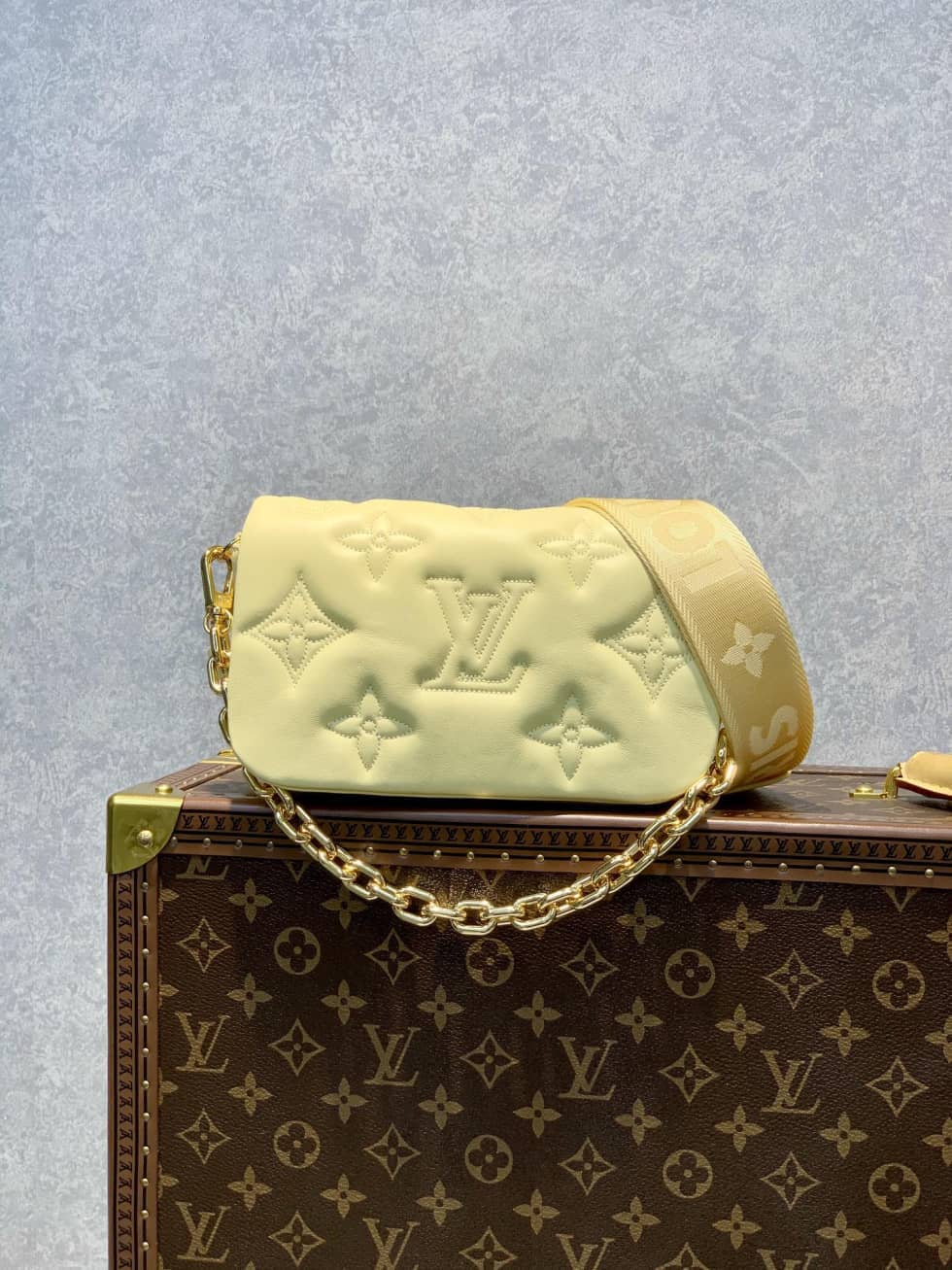 Louis Vuitton Wallet On Strap Bubblegram Leather Yellow M81400 Replica