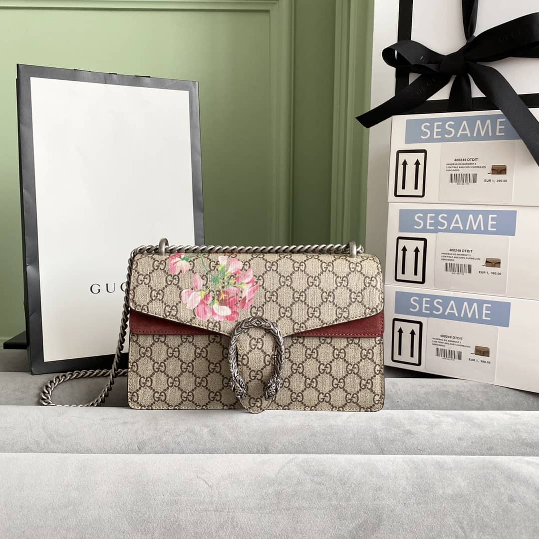 Gucci Dionysus Dupe GG Supreme Dionysus Chain Replica Shoulder Bag Brown 400249