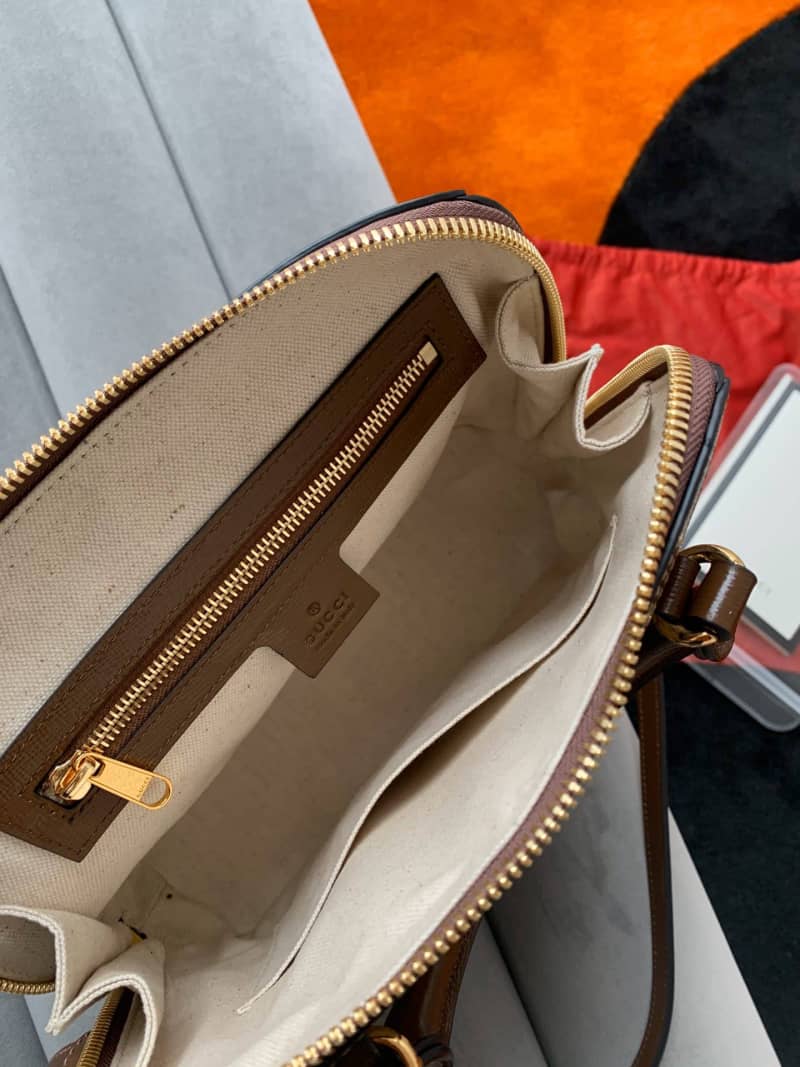 Gucci Horsebit Bag Dupe 1955 Small GG Supreme Grainy Leather Handle Bag Replica 621220(ColaReps)