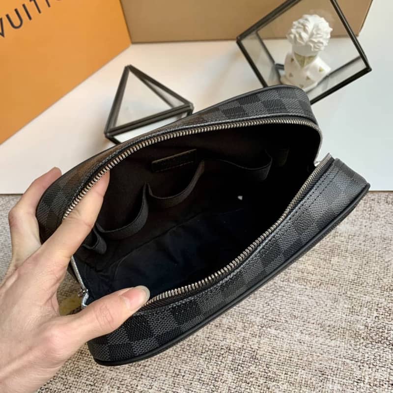 Louis Vuitton Toilet Pouch GM Monogram Eclipse Canvas Replica Black M43383