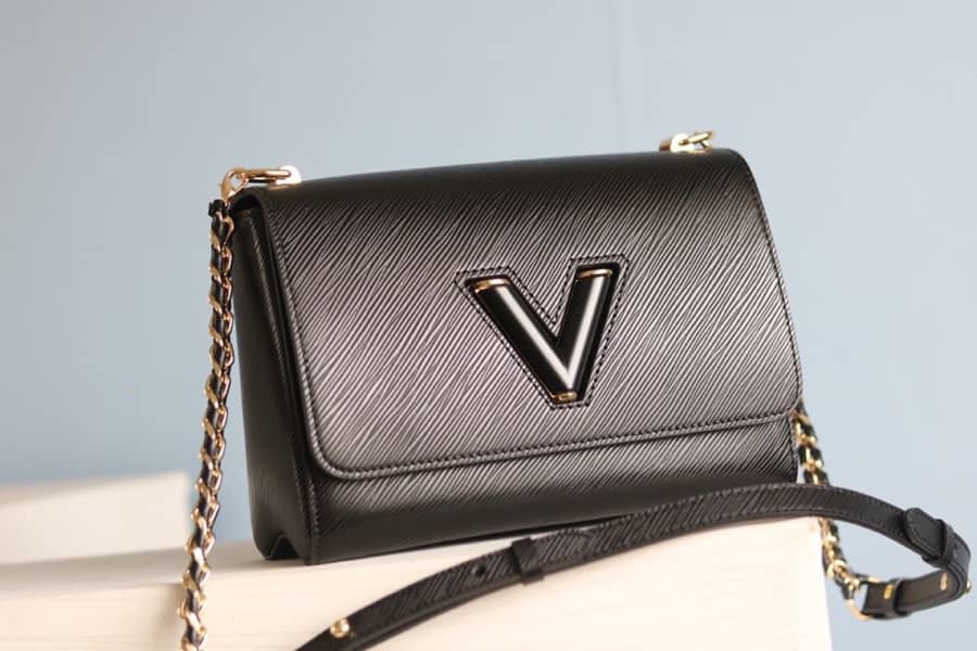 Louis Vuitton Twist MM Chain Leather Replica Bag Black M50282