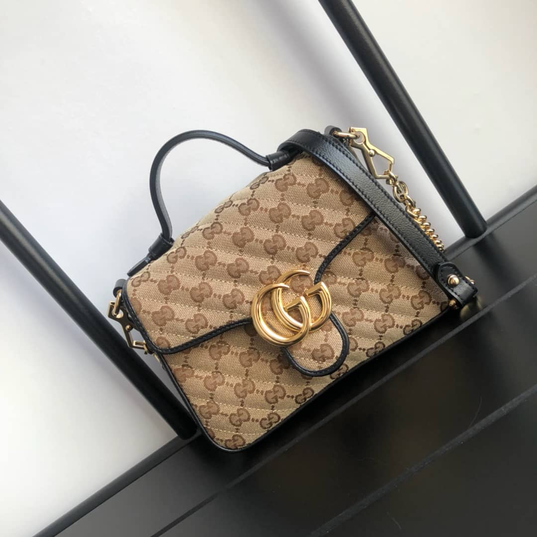 Gucci GG Marmont Mini Top Handle Bag Replica Black 583571