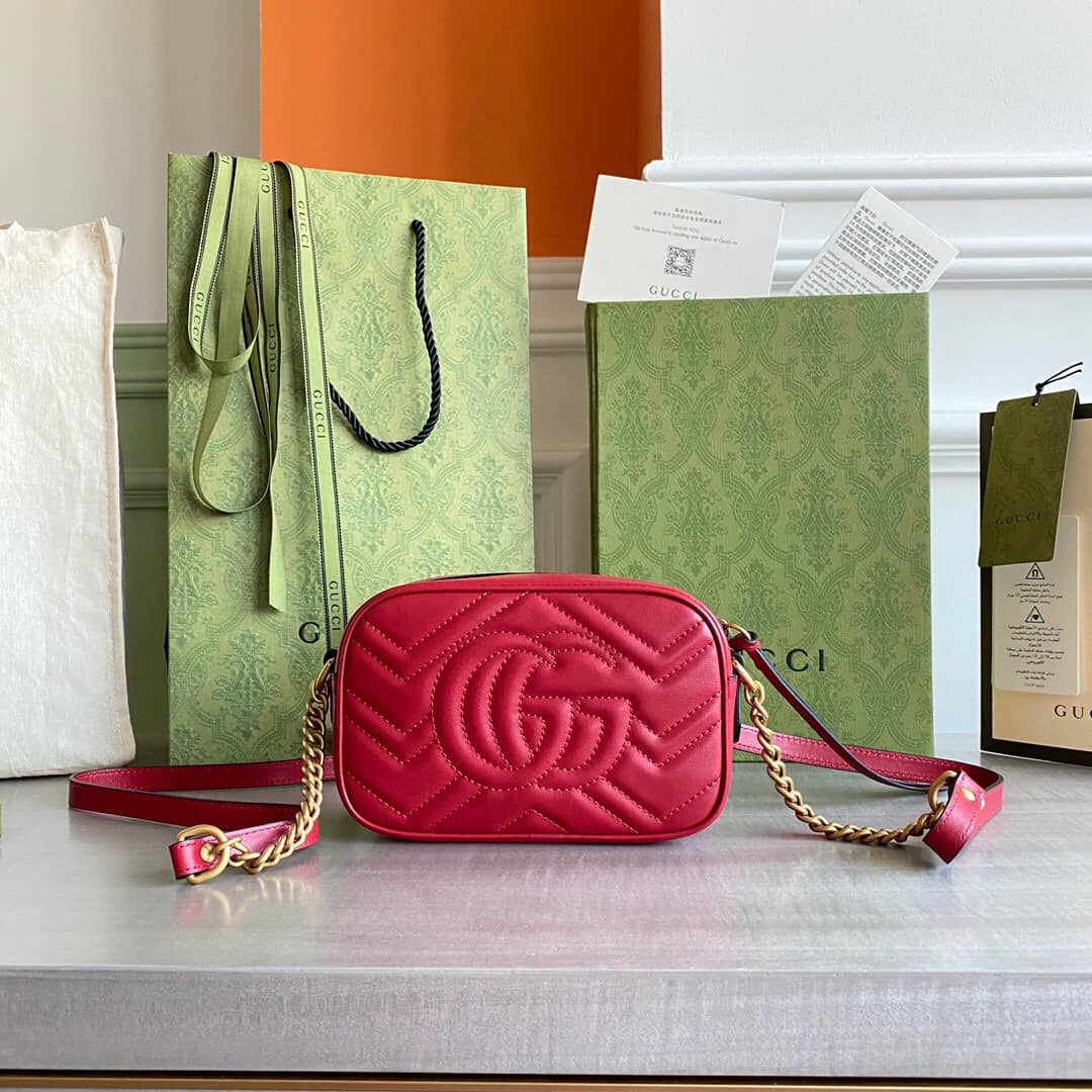 Gucci GG Marmont Matelassé Mini Bag Replica Red 448065