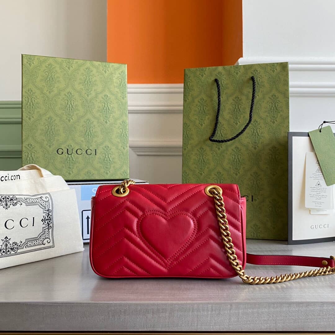 Gucci GG Marmont Matelasse Shoulder Bag Replica Red 443497