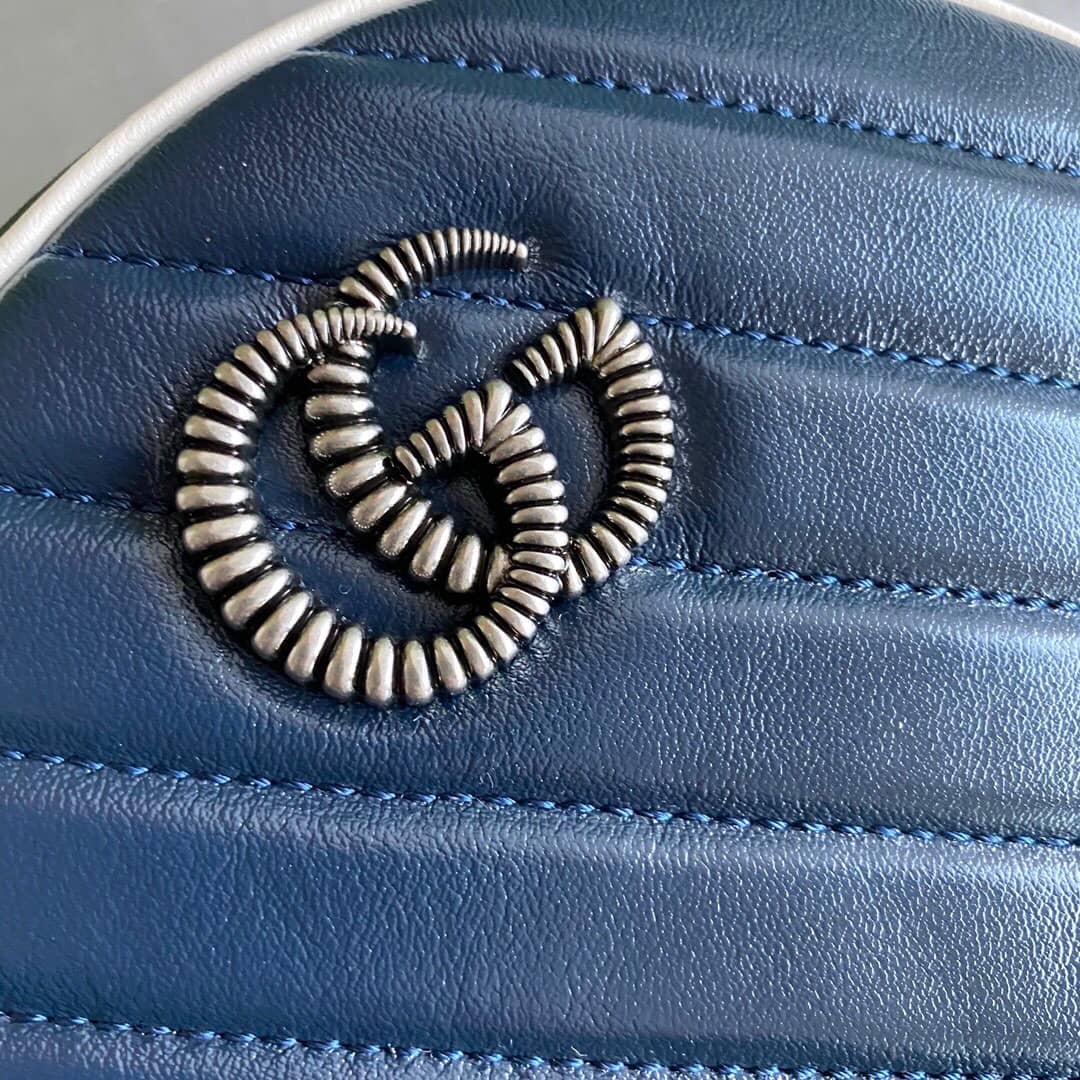 Gucci GG Marmont Round Mini Shoulder Bag Replica Blue 550154