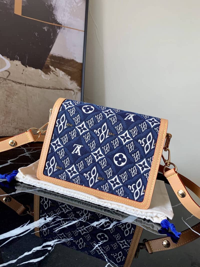 Louis Vuitton Since 1854 Jacquard Pattern Dauphine MM Replica Shoulder Bag Blue M57211