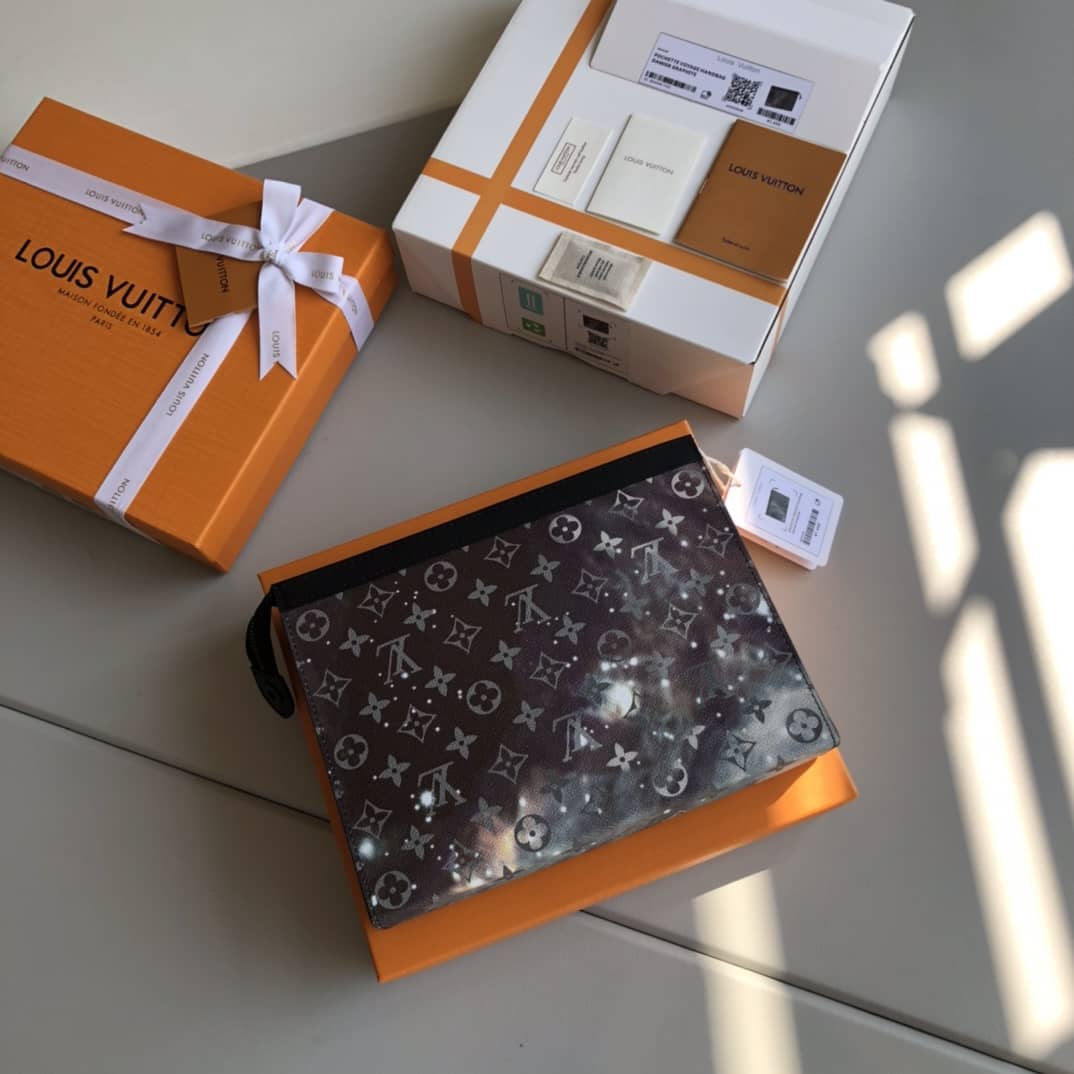 Louis Vuitton Monogram Galaxy Canvas Replica Pochette Voyage Black M44448