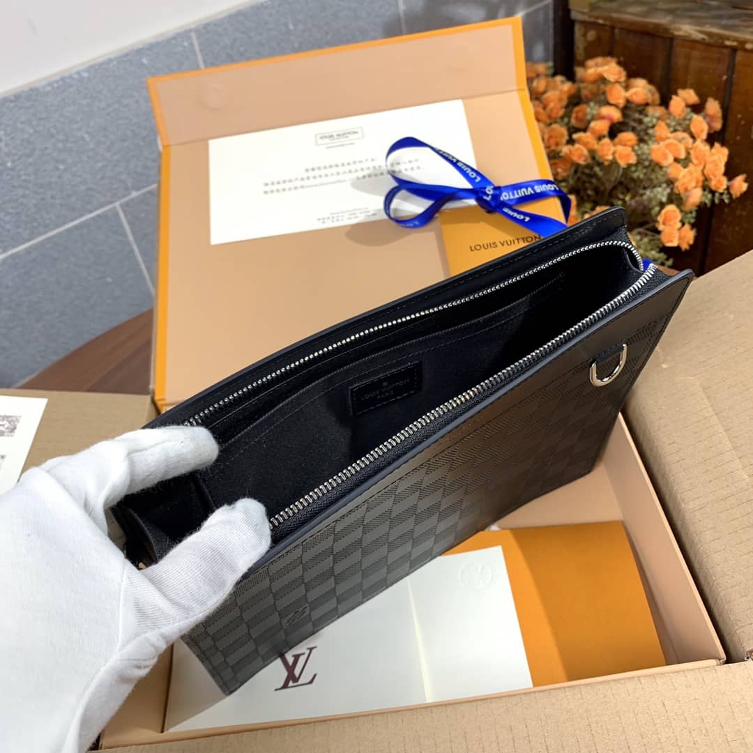 Louis Vuitton Damier Graphite Standing Pouch Replica Black N60448
