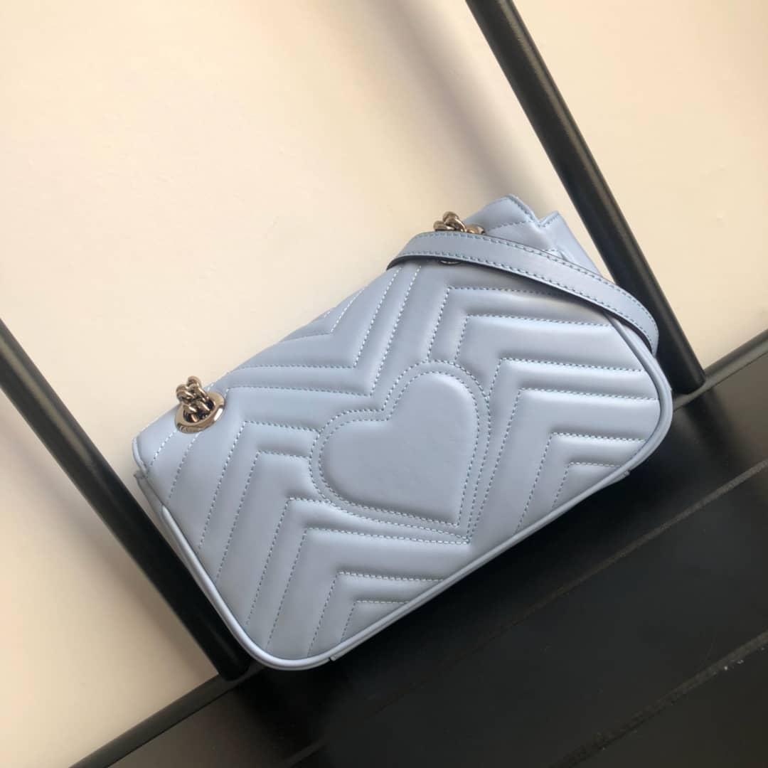 Gucci GG Marmont Mini Matelasse Shoulder Bag Replica Blue 446744