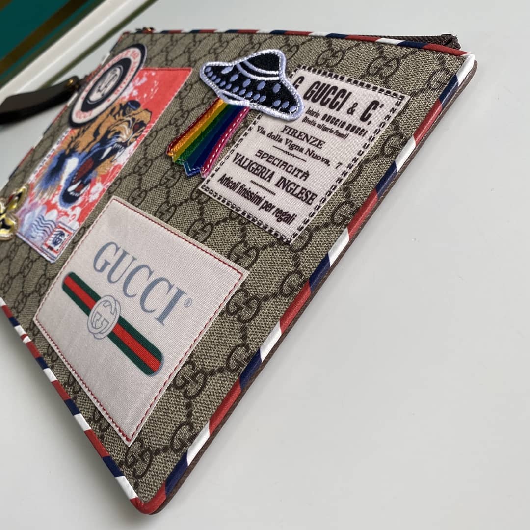Gucci GG Supreme Monogram Courrier Zip Pouch Replica 473915