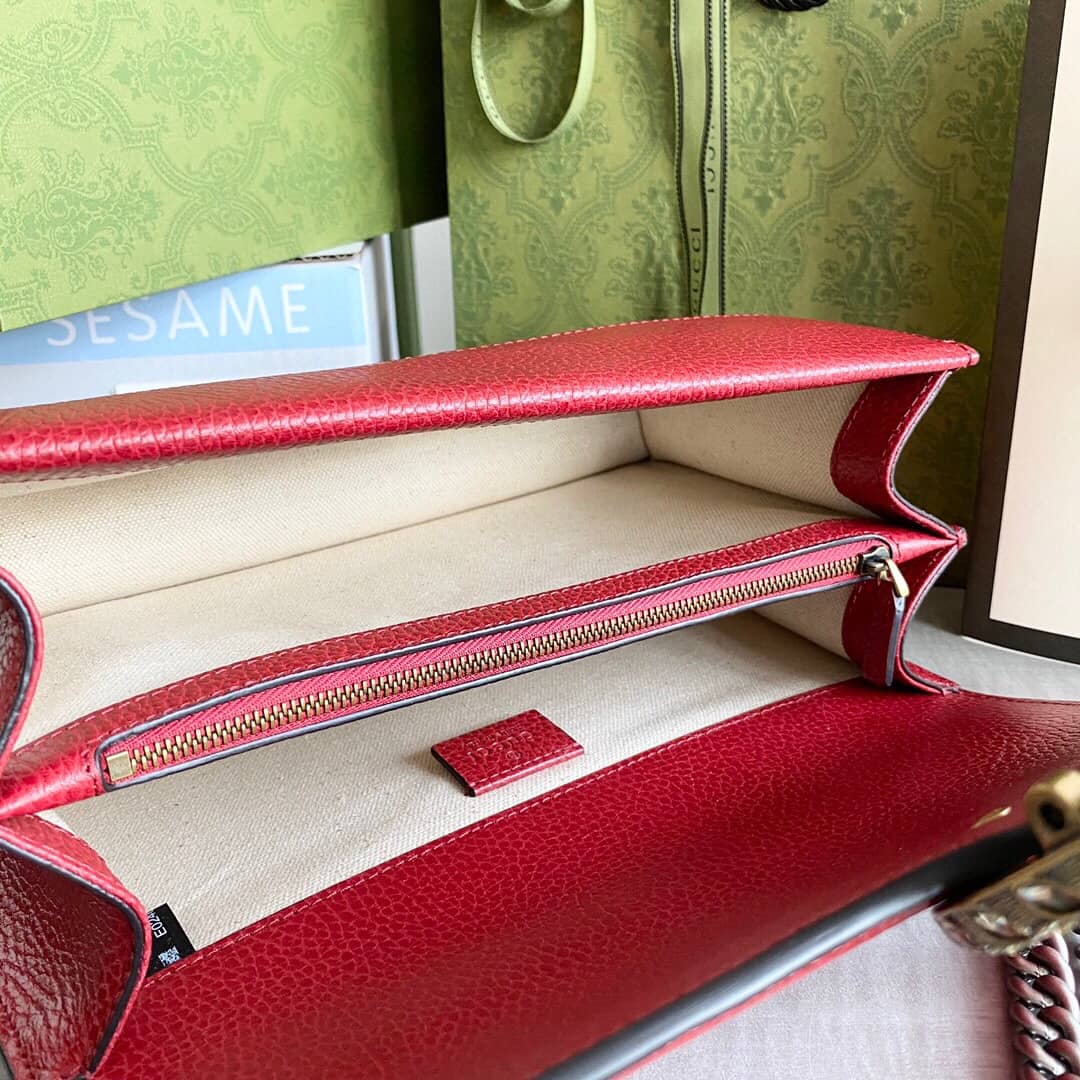 Gucci Dionysus Dupe GG Supreme Dionysus Chain Replica Shoulder Bag Red 400249