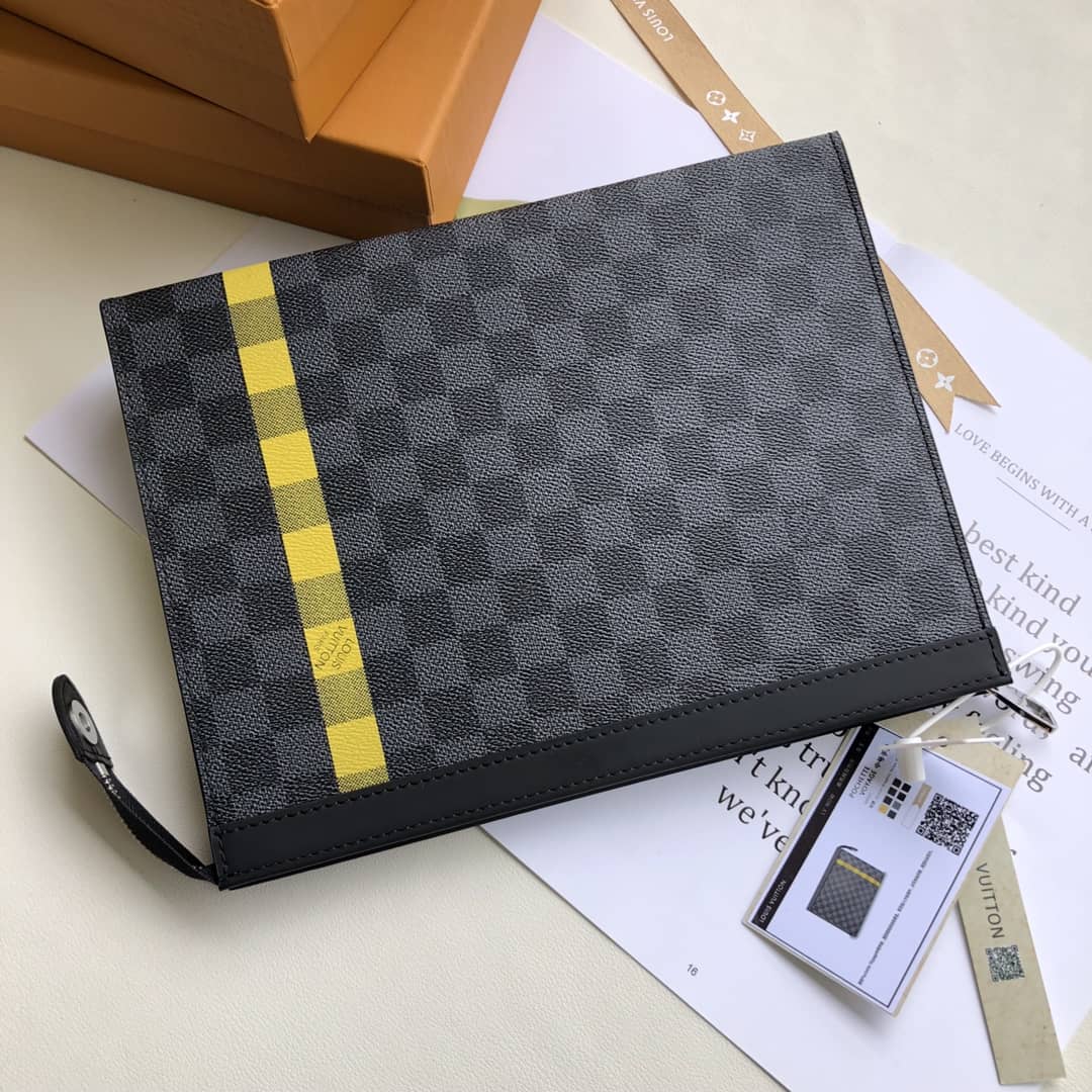 Louis Vuitton Stripe Replica Pochette Voyage MM Damier Graphite Yellow N60107