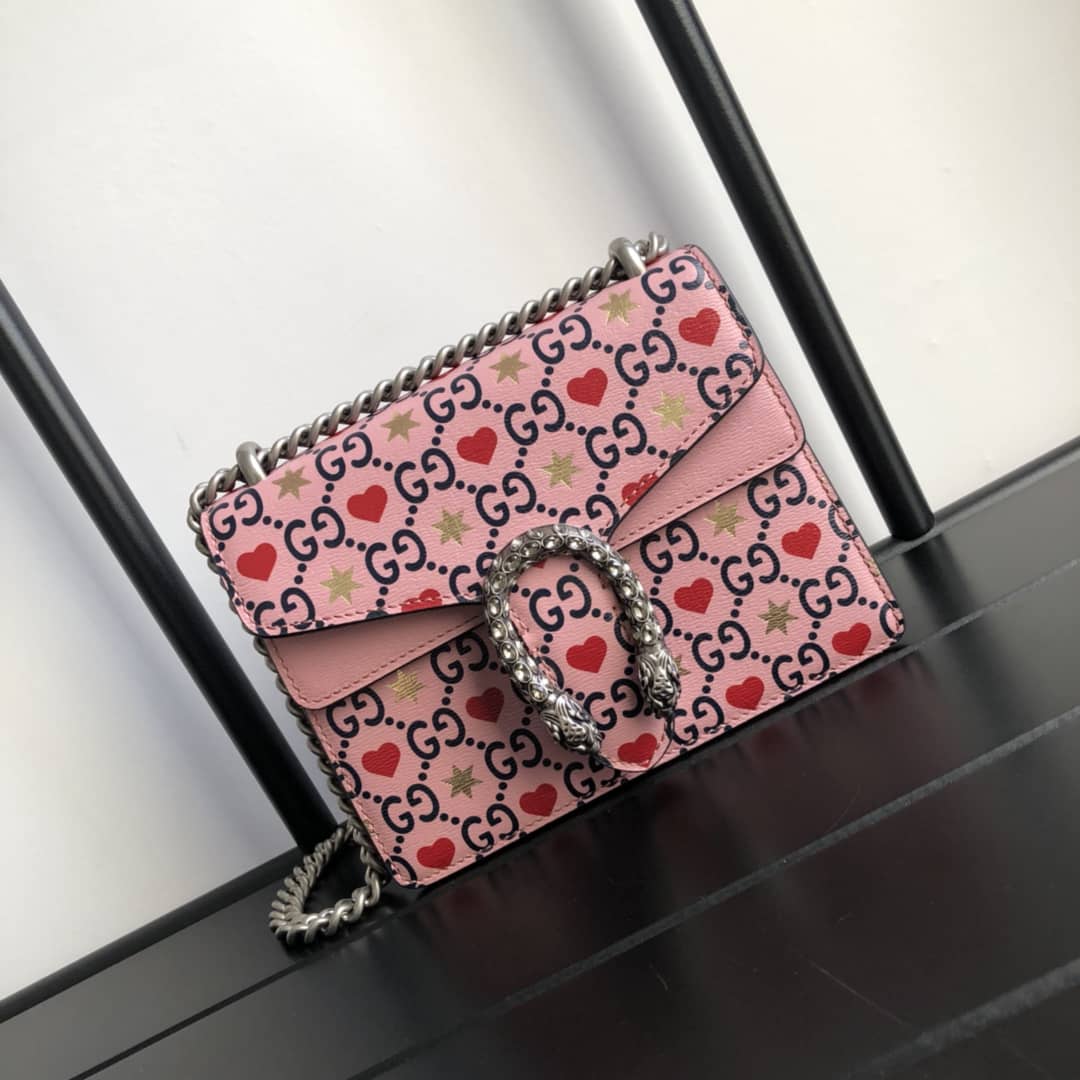 Gucci Dionysus Dupe GG Supreme Dionysus 2way Mini Chain Shoulder Bag  Pink 421970