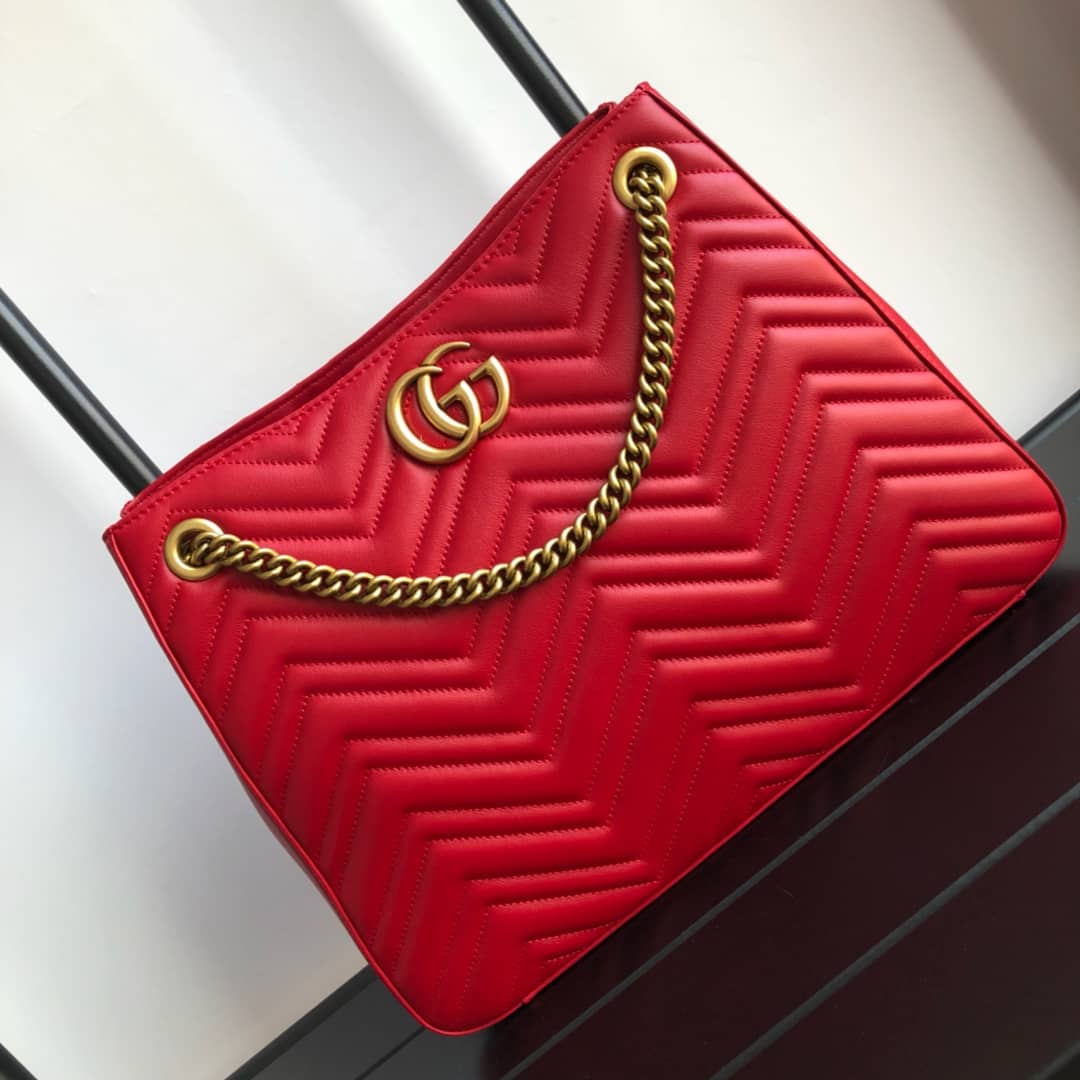 Gucci GG Marmont Chain Shoulder Bag Replica Red 453569