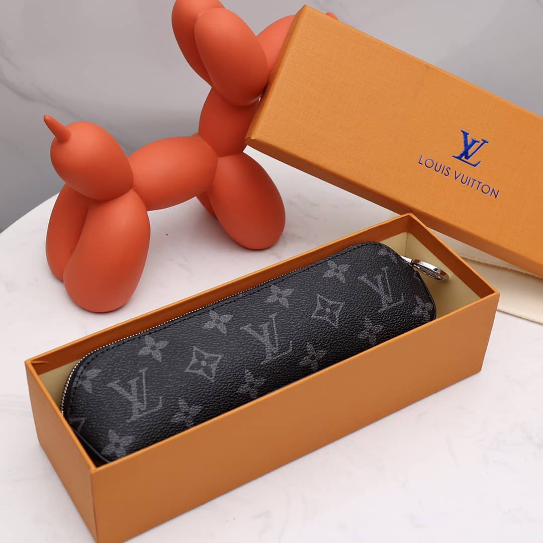 Louis Vuitton Pencil Pouch Elizabeth Monogram Canvas Replica Black GI0009