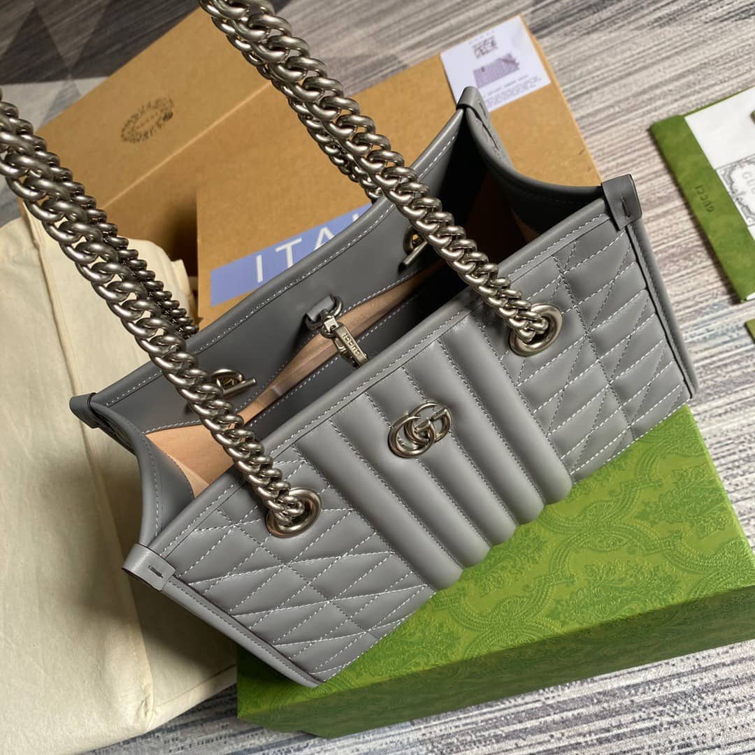Gucci GG Marmont Small Tote Bag Replica Gray 681483