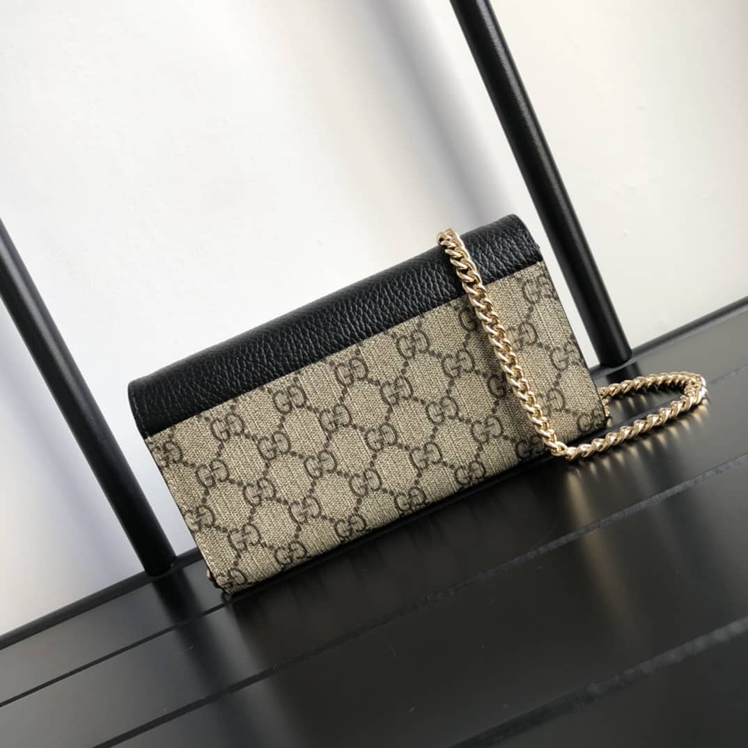 Gucci GG Marmont Chain Wallet Replica Black Brown 546585